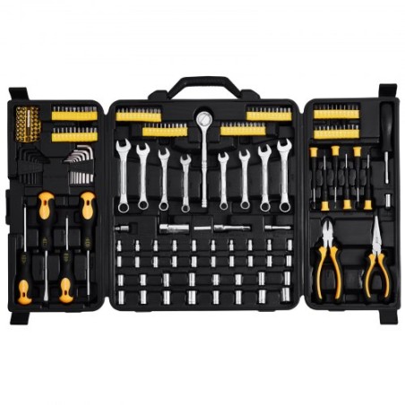 221-Piece Mechanics Tool Set 1/4" and 3/8" Drive Sockets SAE and Metric