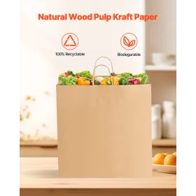 Kraft Paper Bags with Handles 100Pcs 18x7x19 in Party Shopping Bag Black