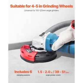 Angle Grinder Dust Shroud 4-5 in with 6 Clamping Washers Connect to Vacuum
