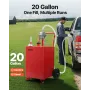 20 Gallon Fuel Caddy, Gasoline & Diesel Fuel Tank with Manual Transfer Pump, Portable Fuel Storage Tank with 2 Wheels & 10 ft Ho