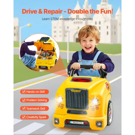 Motor Toy Kids Mechanic Car Repair Set med aftagelige dele gul