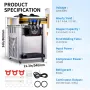 Commercial Ice Cream Maker, 22-30L/H Yield, 2200W Countertop Soft Serve Machine with 2x6L Hopper 2L Cylinder LCD Panel Puffing S