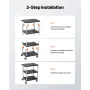 3-Shelf Utility Cart 300 lbs 27,6 x 18,1-tommer servicevogn med