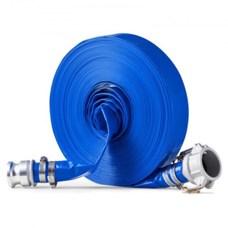 Backwash Hose 1.5 in x 100 ft Blue High Quality Hose Complete Fittings