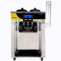 Commercial Ice Cream Maker, 22-30L/H Yield, 2200W Countertop Soft Serve Machine with 2x6L Hopper 2L Cylinder LCD Panel Puffing S