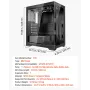 PC Gaming Case, Mid-Tower, Computer Case with High-Airflow Tempered Glass Panel, Dust Filter, 2 x 120 mm Fans, Cable Management,