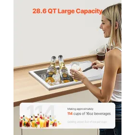 27.1L Drop in Ice Chest Ice Cooler Ice Bin Rustfrit stål 455x305x385mm