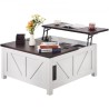 36" Farmhouse Coffee Table Hinged Lift Top Square Table with  Power Strip