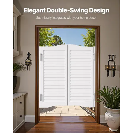 Swinging Cafe Doors, Arched Top Interior Saloon Doors 91.4 x 91.4 cm, Double Action Made of Pine Wood, with Hinges & Hardware, E