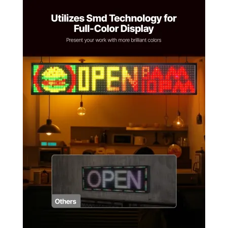 Programmable LED Sign, P10 Full Color Flexible Digital Scrolling Panel, DIY Custom Text Pattern GIF Display Board, Bluetooth APP