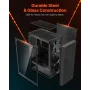 PC Gaming Case, Mid-Tower, Computer Case with High-Airflow Tempered Glass Panel, Dust Filter, 3 x 120 mm ARGB Fans, Easy Cable M