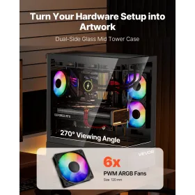 Mid-Tower ATX PC Gaming Case Computer Case with 6 x 120 mm PWM ARGB Fans