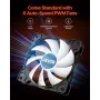PC Gaming Case, Mid-Tower, Computer Case with High-Airflow Tempered Glass Panel, Dust Filter, 6 x 120 mm PWM ARGB Fans, Easy Cab