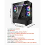 PC Gaming Case, Mid-Tower, Computer Case with High-Airflow Tempered Glass Panel, Dust Filter, 6 x 120 mm PWM ARGB Fans, Easy Cab