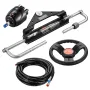 150HP Hydraulic Outboard Steering Kit, Marine Boat Hydraulic Steering System with 13.5-inch Steering Wheel, Helm Pump, Hydraulic