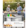 28L Rolling Ice Chest Cooler Cart Outdoor Stand Up Ice Bin on