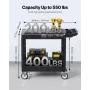 2-Shelf Utility Cart 550 lbs 31,3 x 17,7-tommer servicevogn med