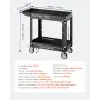 2-Shelf Utility Cart 550 lbs 31,3 x 17,7-tommer servicevogn med