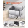 304 Stainless Steel Dog Washing Station, 154.9 cm Pet Grooming Tub with Non-Slip Low-Slope Ramp, Storage Drawer, Hot & Cold Fauc