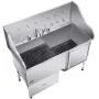304 Stainless Steel Dog Washing Station, 154.9 cm Pet Grooming Tub with Non-Slip Low-Slope Ramp, Storage Drawer, Hot & Cold Fauc