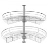 28" 2 Tier Kidney Shaped Chrome Corner Organizer Lazy Susan Cabinet Blind