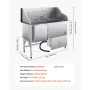 304 Stainless Steel Dog Washing Station, 154.9 cm Pet Grooming Tub with Non-Slip Low-Slope Ramp, Storage Drawer, Hot & Cold Fauc