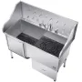 155 cm hundepleje badekar rustfrit stål w ramp vandfilter til