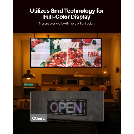 Programmable LED Sign, P6 Full Color Flexible Digital Scrolling Panel, DIY Custom Text Pattern GIF Display Board, Bluetooth APP 
