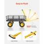 1200 Lbs Steel Garden Cart, Heavy Duty Pullable Garden Wagon Yard Cart, 2 in 1 Outdoor Metal Utility Wagon Yard Trailer with 13"