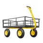1200 Lbs Steel Garden Cart, Heavy Duty Pullable Garden Wagon Yard Cart, 2 in 1 Outdoor Metal Utility Wagon Yard Trailer with 13"