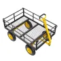 1200 Lbs Steel Garden Cart, Heavy Duty Pullable Garden Wagon Yard Cart, 2 in 1 Outdoor Metal Utility Wagon Yard Trailer with 13"