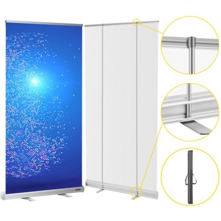 Floor Standing Sneeze Guard, 48"x80" Roll Up Banner Stand, Portable Pull-Out Standing Divider, Stand Roll Up Banner for Cafe,