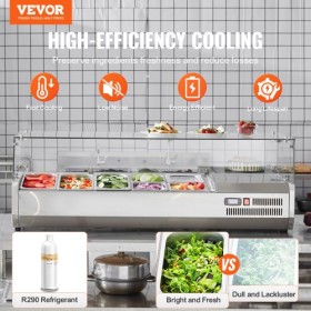 Countertop Refrigerated Salad Pizza Prep Station 150 W Glass Guard CE