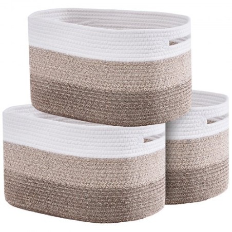 Cotton Rope Basket 3 Packs 22L Woven Storage Basket for Organizing