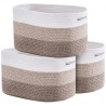 Cotton Rope Basket 3 Packs 22L Woven Storage Basket for Organizing