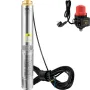 Deep Well Submersible Pump, 750W 230V/50Hz, 105L/min 62 m Head, 20 m Cord & Automatic Pressure Switch, 8.9 cm Stainless Steel Wa