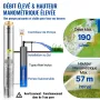 Deep Well Submersible Pump, 1100W 230V/50Hz, 190L/min 57 m Head, with 20 m Cord & External Control Box, 10.2 cm Stainless Steel 