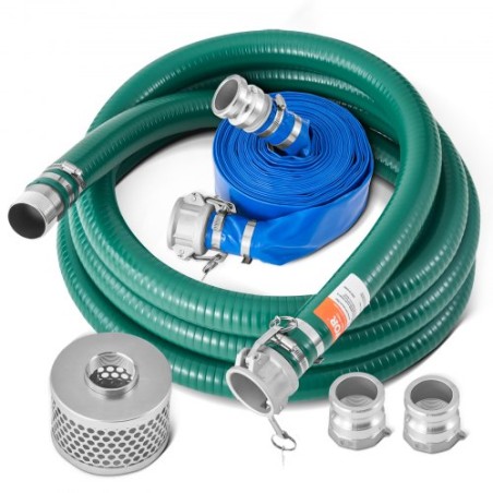 Suction Hose Kit for Water Pump 2 in x 20 ft Green/50 ft Blue Hoses