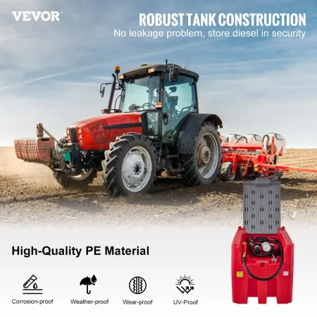 Portable Diesel Tank, 439.1 L Capacity & 10 GPM Flow Rate, Diesel Fuel Tank with 12V Electric Transfer Pump and 399.3 cm Rubber 