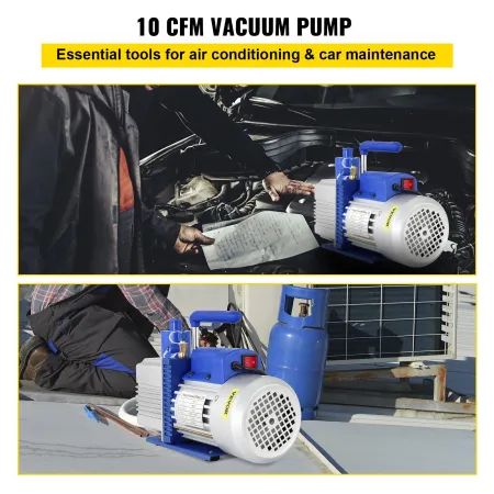 Vacuum Pump, 10CFM 1 HP, Two-Stage Rotary Vane Vacuum Pump, 220V 5 PA Facility HVAC Refrigerant Air Tool for HVAC, Auto AC Refri