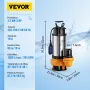Submersible Water Pump, 2200W 60000L/H, with 8 m Cord and Automatic Tethered Float Switch, Portable Stainless Steel for Dirty or