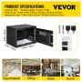 Safe Box, 0.0227 m³ Money Safe with Fingerprint Lock and Digital Keypad Lock, Fireproof Home Safe with 2 Keys, Wall-Mounted Secu