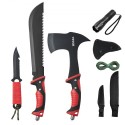 Camping Hatchet Machete Knife Set Sheath Hunting Knife Flashlight Paracord