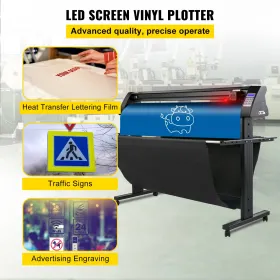 Vinyl Cutter, 1350mm Vinyl Plotter, LED Screen Plotter Cutter, Semi-Automatical Built-in Optical Eye, Compatible with SignMaster