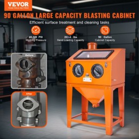 90 Gallon Sandblasting Cabinet with 1.8 Gallon Dust Collection System