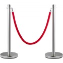 Crowd Control Stanchion Stanchion Set 2 Pieces Set with Red Velvet Rope