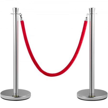 Crowd Control Stanchion Stanchion Set 2 Pieces Set with Red Velvet Rope