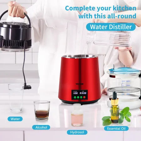 4 L Vanddestiller, 1 L/H, 750W Destilleret Water Maker Machine
