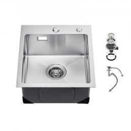 40cm Kitchen Sink Top Mount Single Bowl Drop-In Basin Stainless Steel Bar