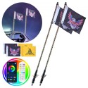 LED Whip Light 2PCS 3FT RGB Antenna Light with Flag Remote App ATV UTV RZR